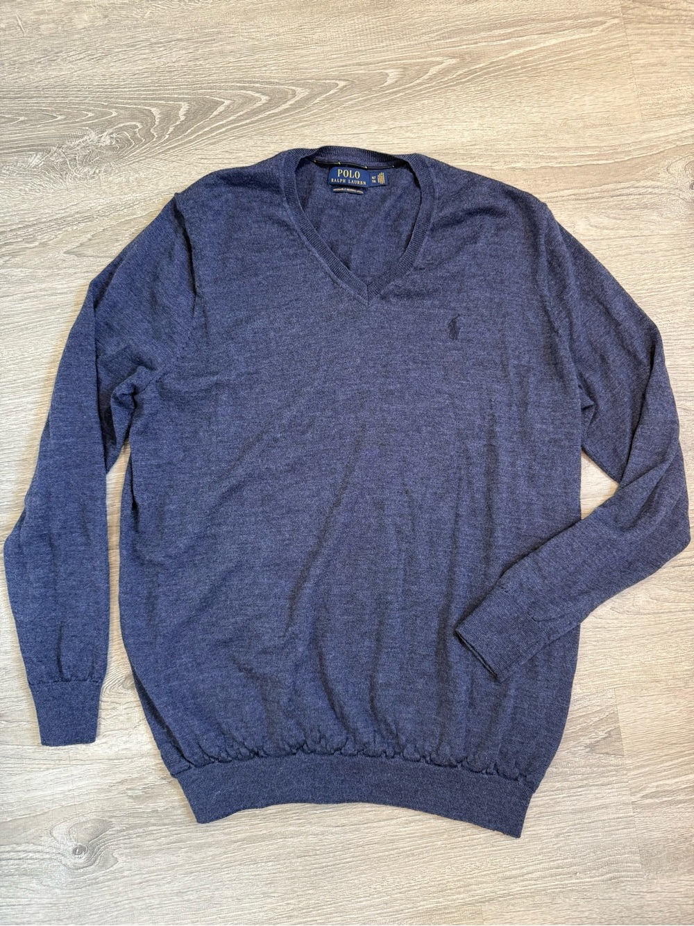Polo Ralph Lauren Washable Merino Wool Men's V-Neck Sweater Blue - preppy classy